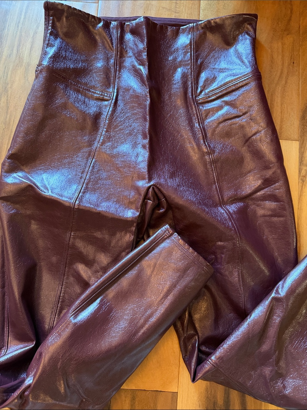 SPANX High-Rise Faux Leather Skinny Pants in Plum